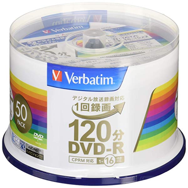 Verbatim 1回録画用DVD-R(CPRM) VHR12JP50V4 (片面1層/1-16倍速/50枚)