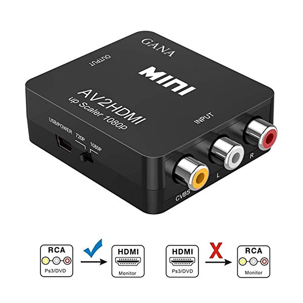RCA to HDMI変換コンバーター AV to HDMI 変換器 AV2HDMI USBケーブル付き 音声転送 1080/720P切り替え 送料無料