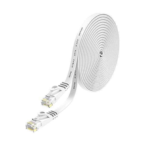 LANケーブル CAT6準拠 ウルトラフラットケーブル RJ45コネクタ ギガビット 爪折れ防止 やわらか 10m ホワイト アクセスポイント等に適用いますギガビット環境に対応カテゴリー6 LANケー